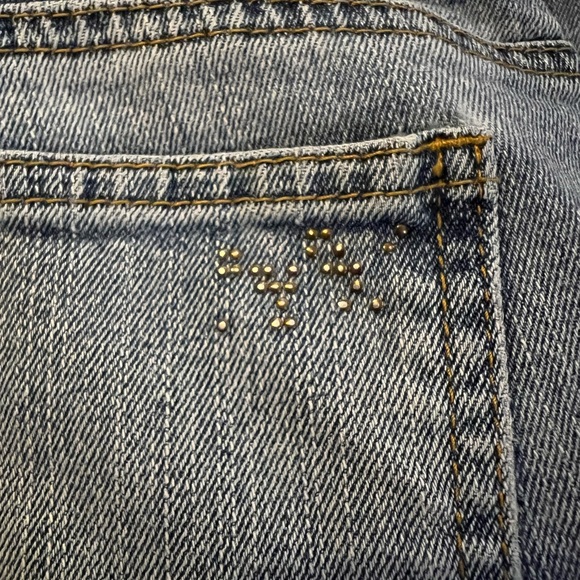 {MICHAEL KORS} Size 4 Boot-cut studded MK Back Pocket Light Blue Denim Blue Jean - Picture 9 of 12